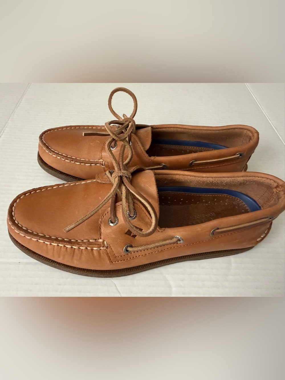 Sperry Top-Sider Original 2-Eye Boat Shoes Tan Leather Uppers Men's Size 9.5M